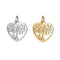 pendentifs de cœur en inox , acier inoxydable, coeur, Placage, arbre de la conception de la vie & DIY, plus de couleurs à choisir Vendu par sac