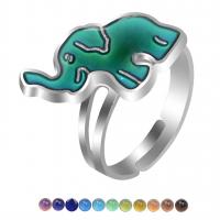 Emaille Stimmung Fingerring, Zinklegierung, Elephant, Epoxidharzklebstoff, Einstellbar & für Kinder, gemischte Farben, 17mm, verkauft von PC