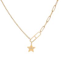 Stainless Steel Jewelry Necklace, 316L Stainless Steel, with 5cm extender chain, Star, gold color plated, Unisex & ball chain, golden Approx 40 cm 