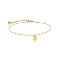 Мода ювелирные изделия anklet, титан, Улыбаясь лицо, плакирован золотом, Овальный цепь & Женский, Золотой длина:Приблизительно 27 см, продается PC