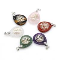 Gemstone Zinc Alloy Pendants, Natural Stone, with Zinc Alloy, Teardrop, DIY 