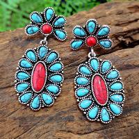 Turquoise Zinc Alloy Earring, with turquoise, plated, fashion jewelry & for woman 