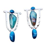 Gemstone Drop Earring, Zinc Alloy, with Natural Stone, plated, fashion jewelry & for woman 