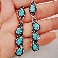 Turquoise Zinc Alloy Earring, with turquoise, plated, fashion jewelry & for woman 