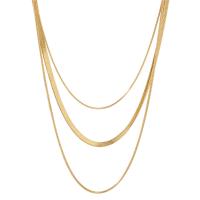 Collar Multi de la capa, Partículas de acero, con 4.5cm extender cadena, chapado en color dorado, tres capas & cadena de la raspa de arenque & para mujer, dorado, longitud:aproximado 45 cm, Vendido por UD