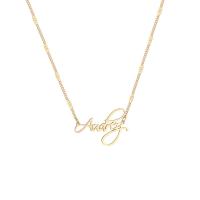 Collier de bijoux de titane, Acier titane, avec 6.3cm chaînes de rallonge, Lettre d’alphabet, Placage de couleur d'or, pour femme, doré Environ 42 cm, Vendu par PC