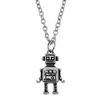 Stainless Steel Jewelry Necklace, 316L Stainless Steel, with 5cm extender chain, Robot, stoving varnish, Unisex & oval chain, silver color Approx 60 cm 