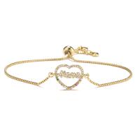 metal Pulsera, Corazón, chapado, Ajustable & Joyería Día de la Madre & micro arcilla de zirconia cúbica & para mujer & hueco, más colores para la opción, 16mm, longitud:aproximado 8 Inch, Vendido por UD