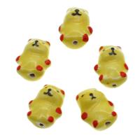 Animal Porcelain Beads, Bear, DIY, yellow 