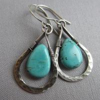 Turquoise Zinc Alloy Earring, with turquoise, Teardrop, plated, fashion jewelry & for woman 