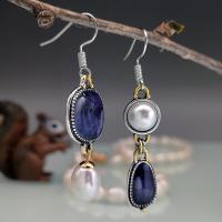 Boucle d'oreille en alliage de zinc en plastique perle, avec agate synthétique & perle de plastique, Placage, bijoux de mode & pour femme, plus de couleurs à choisir Vendu par paire