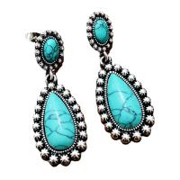 Turquoise Zinc Alloy Earring, with turquoise, plated, fashion jewelry & for woman 