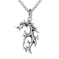 Collier de bijoux de titane, Acier titane, dragon, poli, unisexe, argent Vendu par PC