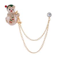 Weihnachten Schmuck Brosche, Zinklegierung, Schneemann, plattiert, unisex & mit Strass, gemischte Farben, verkauft von PC