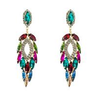 Glass Zinc Alloy Earring, with Glass, plated, for woman & with rhinestone 