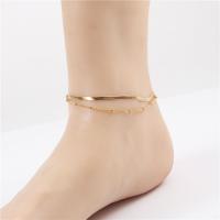 Мода ювелирные изделия anklet, титан, с 1.96 inch наполнитель цепи, плакирован золотом, Двойной слой & Женский, длина:Приблизительно 7.87 дюймовый, продается PC