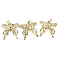 Cubic Zirconia Micro Pave Brass Pendant, Butterfly, micro pave cubic zirconia, multi-colored 