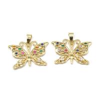 Cubic Zirconia Micro Pave Brass Pendant, Butterfly, micro pave cubic zirconia, multi-colored 