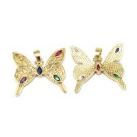 Cubic Zirconia Micro Pave Brass Pendant, Butterfly, micro pave cubic zirconia 