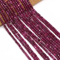 Single Gemstone Beads, Ruby, Cube, DIY & faceted, fuchsia cm 