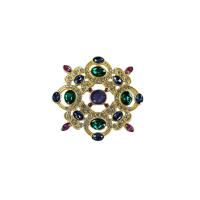 Zinc Alloy Jewelry Brooch, with Resin Rhinestone, gold color plated & for woman, green 