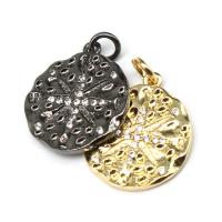 Cubic Zirconia Micro Pave Brass Pendant, Round, micro pave cubic zirconia 