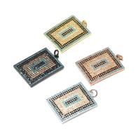 Cubic Zirconia Micro Pave Brass Pendant, Square, micro pave cubic zirconia 