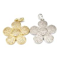 Cubic Zirconia Micro Pave Brass Pendant, Flower, micro pave cubic zirconia 