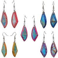 Impression Jasper Drop Earring, stainless steel earring hook, plated, for woman 