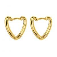 Brass Hoop Earring, Heart, 14K gold-filled, for woman, golden 