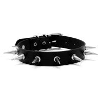 Collar , Cuero de PU, chapado en color de plata, unisexo, Negro, 24mm, Vendido por UD