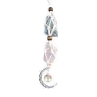 Gemstone Zinc Alloy Pendants, Natural Stone, with Zinc Alloy, Moon, other effects, mixed colors cm 