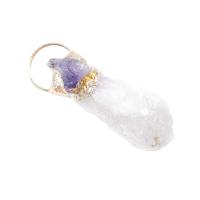 Natural Quartz Pendants, Clear Quartz, with Amethyst, irregular, random style, mixed colors 