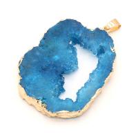 Ice Quartz Agate Pendants, irregular, plated, DIY - 