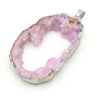 Ice Quartz Agate Pendants, with Alloy, irregular, DIY - 