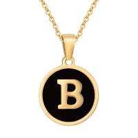 Stainless Steel Jewelry Necklace, 304 Stainless Steel, Round, 18K gold plated & with letter pattern & for woman & enamel, 16mm .72 Inch 