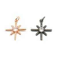 Cubic Zirconia Brass Pendants, Flower, micro pave cubic zirconia 