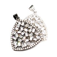 Cubic Zirconia Micro Pave Brass Pendant, Triangle, micro pave cubic zirconia 