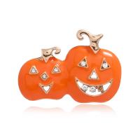 Broche de Halloween, aleación de zinc, Calabaza, Diseño de Halloween & Joyería & para mujer & esmalte & con diamantes de imitación, naranja, Vendido por UD