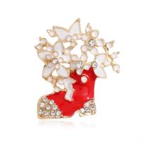 Broche Joyería Navidad, aleación de zinc, Bota de Navidad, para mujer & esmalte & con diamantes de imitación, Vendido por UD