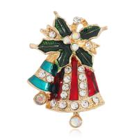 Broche Joyería Navidad, aleación de zinc, Cascabel de Navidad, para mujer & esmalte & con diamantes de imitación, Vendido por UD