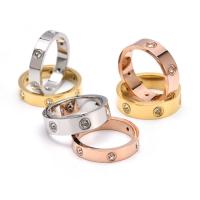 Strass Edelstahl Fingerring, plattiert, unisex & verschiedene Größen vorhanden & mit Strass, keine, verkauft von PC