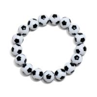 Harz Armbänder, Fussball, plattiert, unisex, weiß, 12mm, Länge:ca. 19 cm, verkauft von Strang