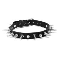 Collar , Cuero de PU, con plástico ABS & fundición, chapado, para mujer, Negro, 18mm, longitud:aproximado 43 cm, Vendido por UD