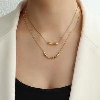 Collier de bijoux de titane, Acier titane, avec 5cm chaînes de rallonge, Placage, pour femme, doré Environ 40 cm, Vendu par PC