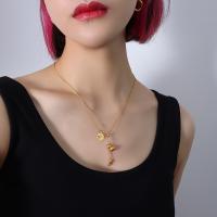 Collier de bijoux de titane, Acier titane, Plaqué or 18K, pour femme, doré Vendu par PC