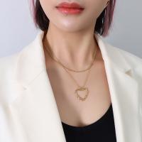 Collier de bijoux de titane, Acier titane, avec 5cm chaînes de rallonge, Plaqué or 18K, Double couche & pour femme, plus de couleurs à choisir  Vendu par PC