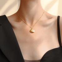 Collier de bijoux de titane, Acier titane, avec 5cm chaînes de rallonge, coquille, Placage, pour femme, plus de couleurs à choisir Environ 41 cm, Vendu par PC