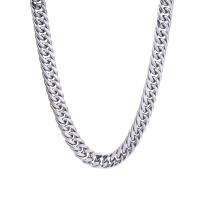 Collier de bijoux de titane, Acier titane, poli, unisexe & chaîne de gourmette, argent, 11mm Environ 46 cm, Vendu par PC