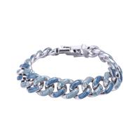 Pulsera del esmalte de la aleación de zinc, con esmalte, chapado en color de plata, unisexo & diverso tamaño para la opción & cadenilla, azul, 13mm, longitud:aproximado 18 cm, Vendido por UD